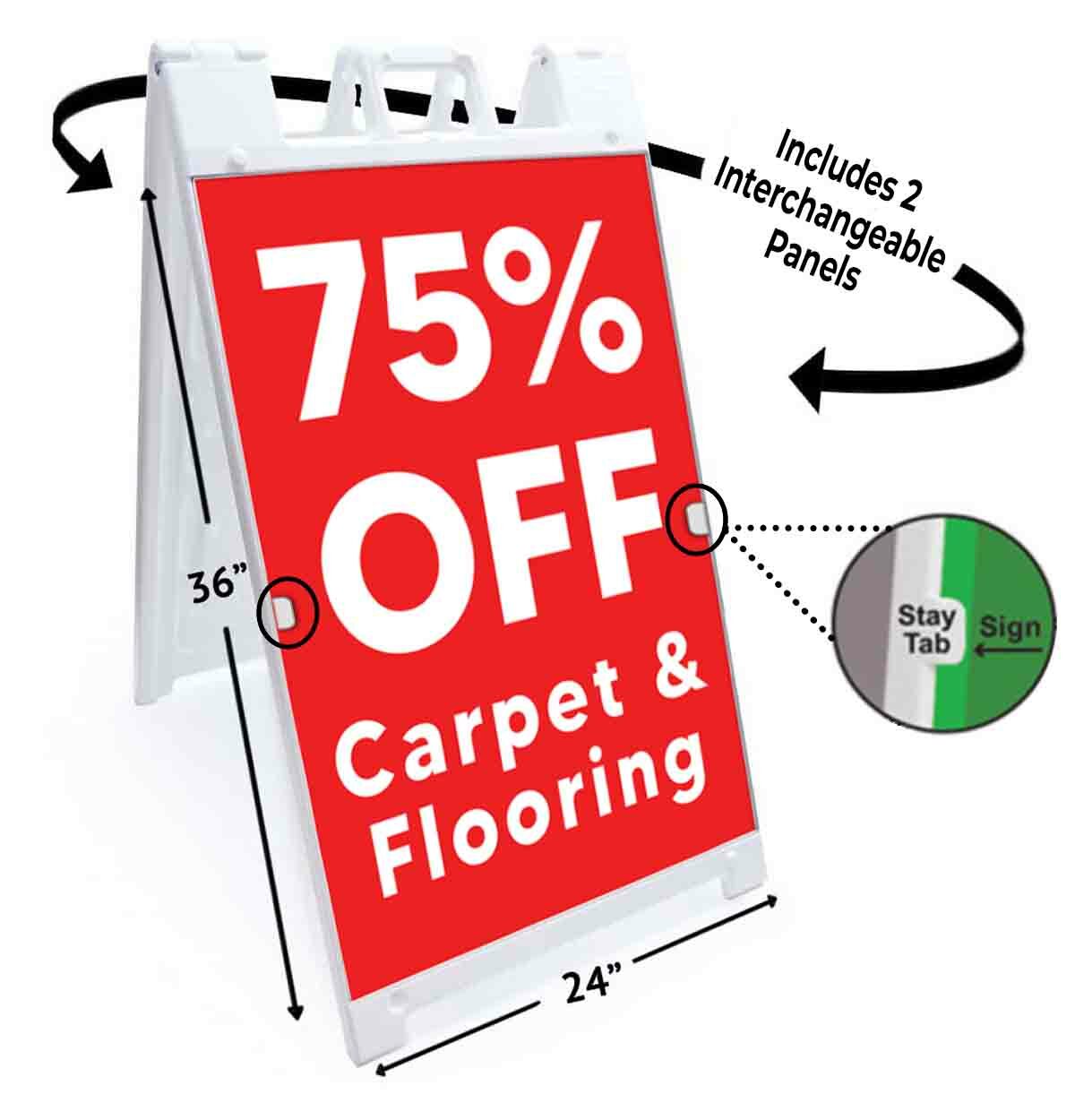 75% Off Carpet & Flooring Signicade 24×36 A Frame Sidewalk Sign Double Sided