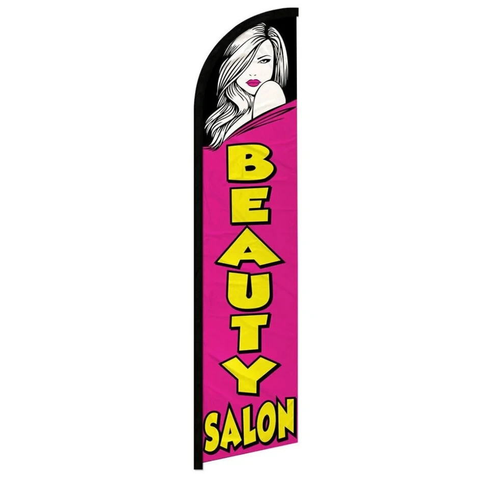 Beauty Salon Windless Full Sleeve Feather Advertising Hair Salon Banner Flag