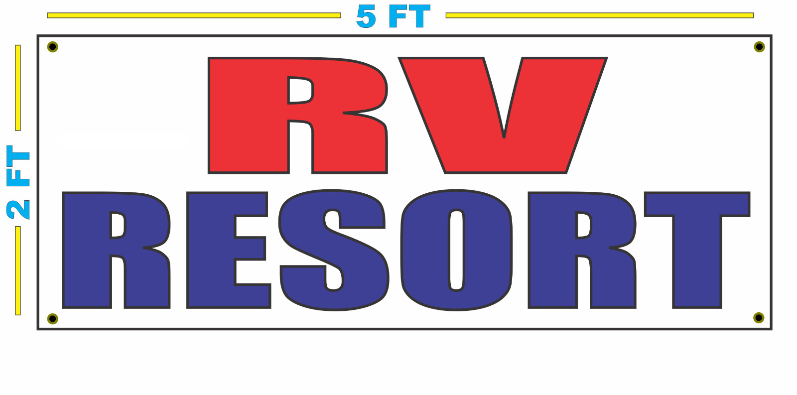 RV RESORT Banner Sign 2×5 for Camp Ground Camper and Trailers 24″x60″