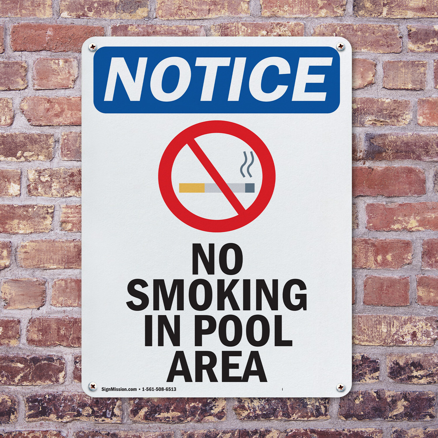 (2 Pack) No Smoking In Pool Area OSHA Notice Sign Decal Metal Plastic