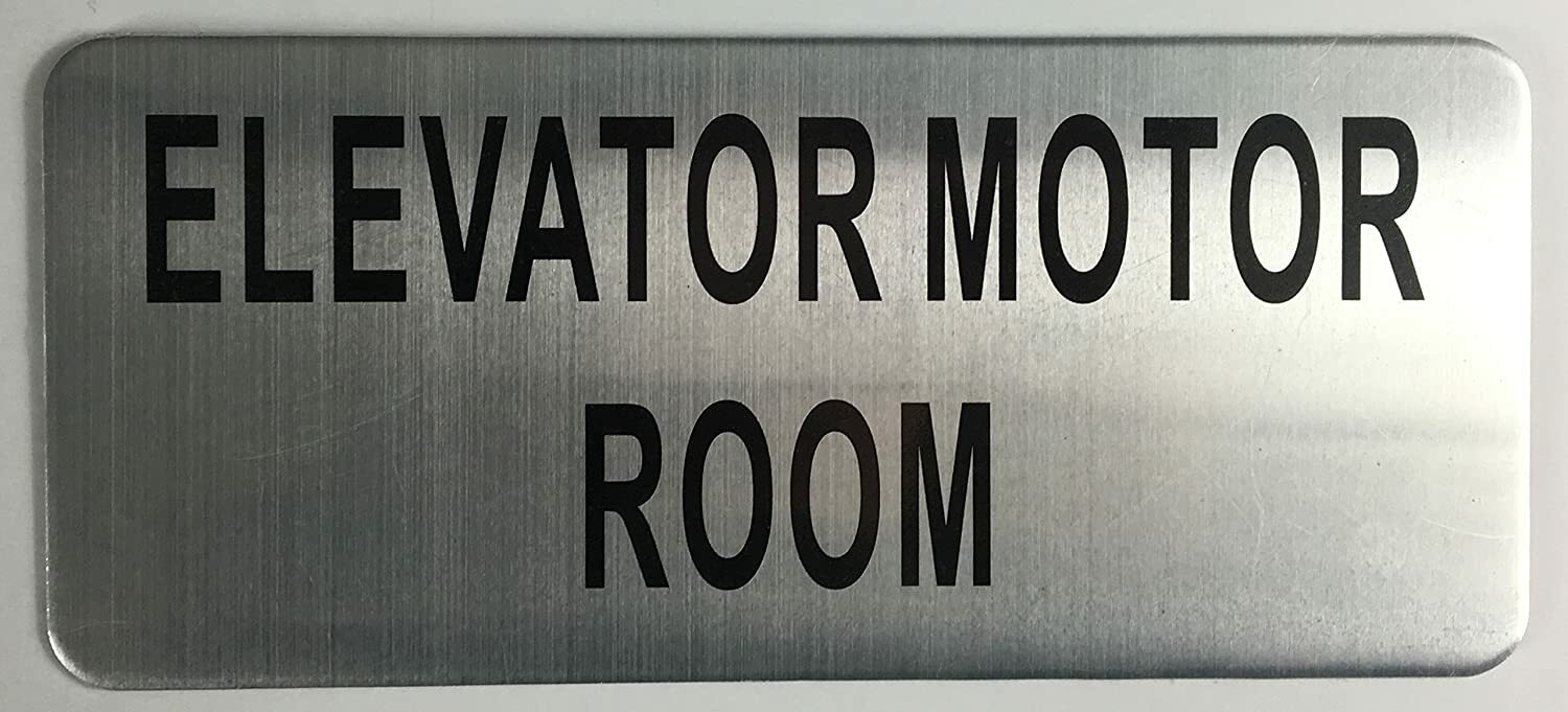 ELEVATOR MOTOR ROOM SIGN (BRUSH ALUMINIUM, 3.5X8 )-The Mont argen…REF24-1027