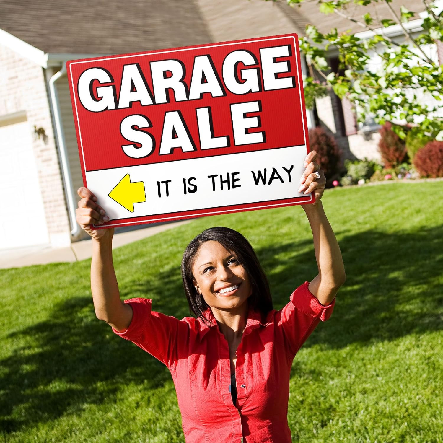7 Pcs Garage Sale Sign With Metal Stakes, 17″ x 13″, Double-Sided With 20 Direct