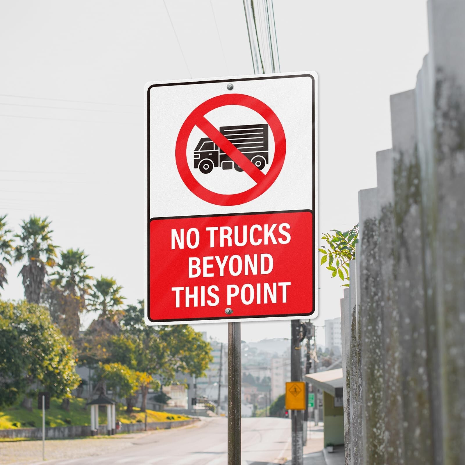 No Trucks Beyond This Point Signs 10 × 14 Inch Aluminum Reflective Road Sig