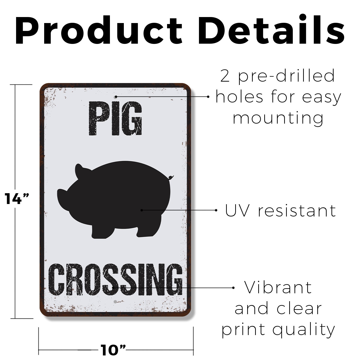 Pig Crossing Distressed Swine Hog Farm Sign Oink And Yield Perfect for Barn