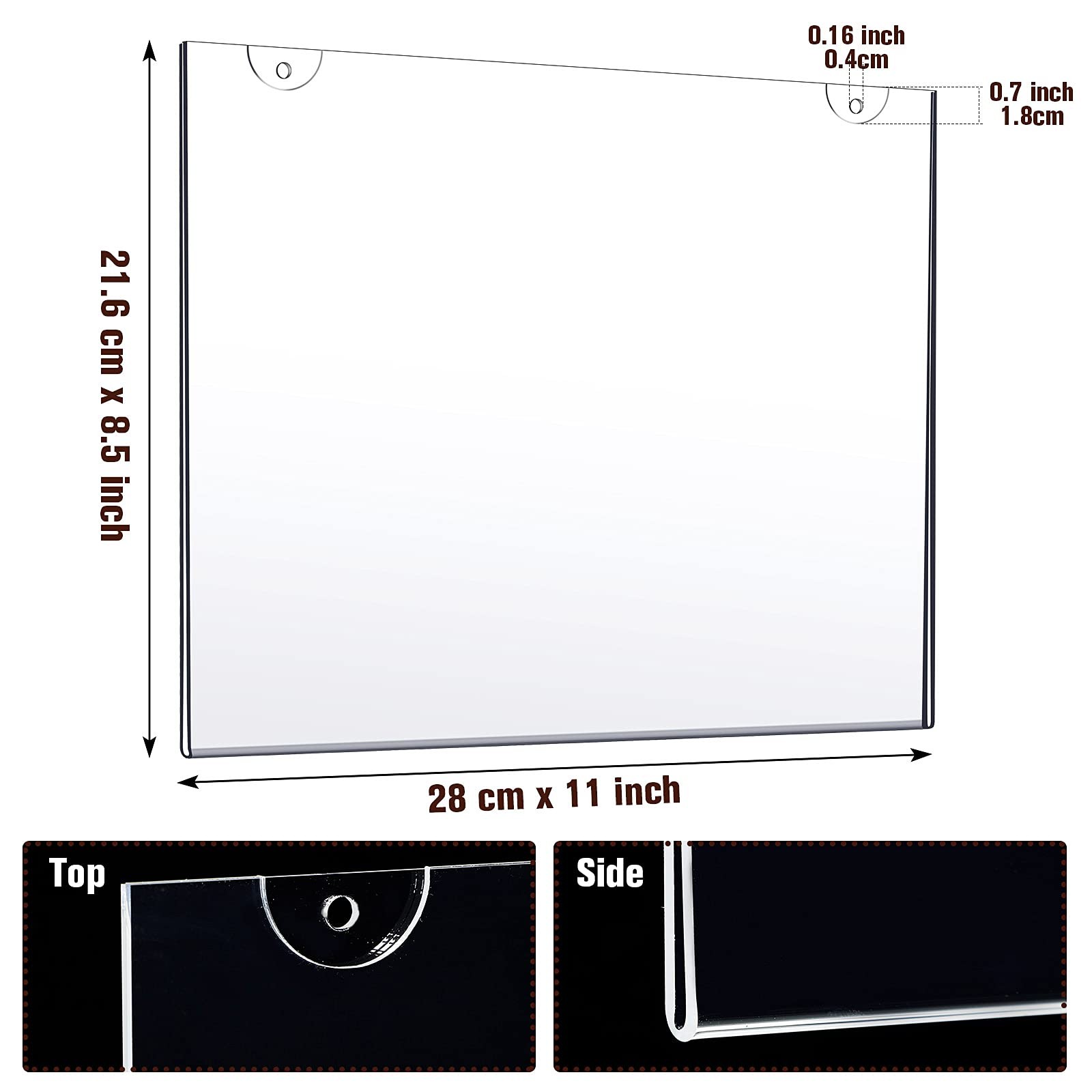 16 Pieces Acrylic Sign Holder 8.5 X 11 Wall Mount Small Signage, clear