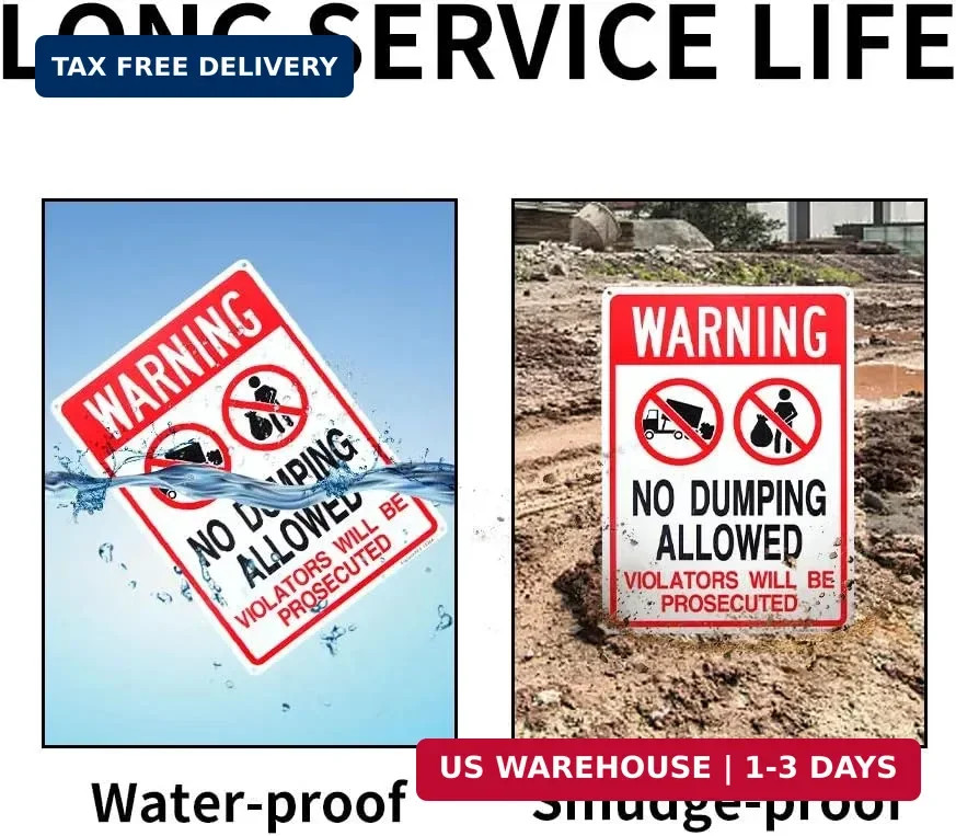 No Dumping Allowed – Violators will be Prosecuted Sign, 14″x 10″ .04″ Aluminum R