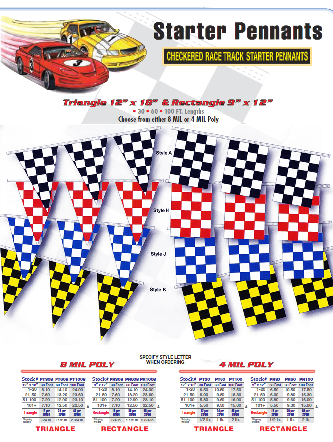 100′ Checkered Starter Pennant Race Track Streamers Car Racing Party Meet Event