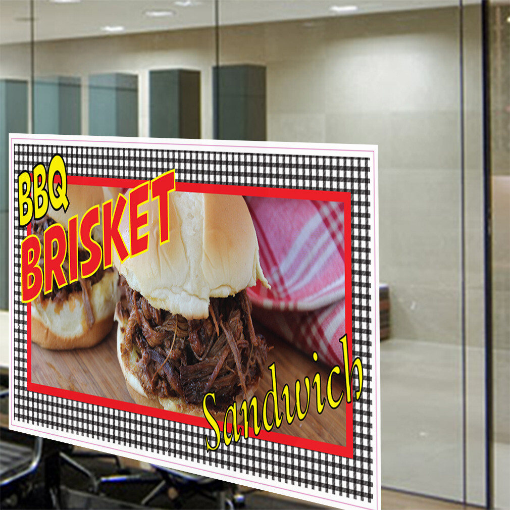 Decal Stickers Bbq Brisket Sandwich Restaurant Cafe Bar Vinyl Store Sign Label