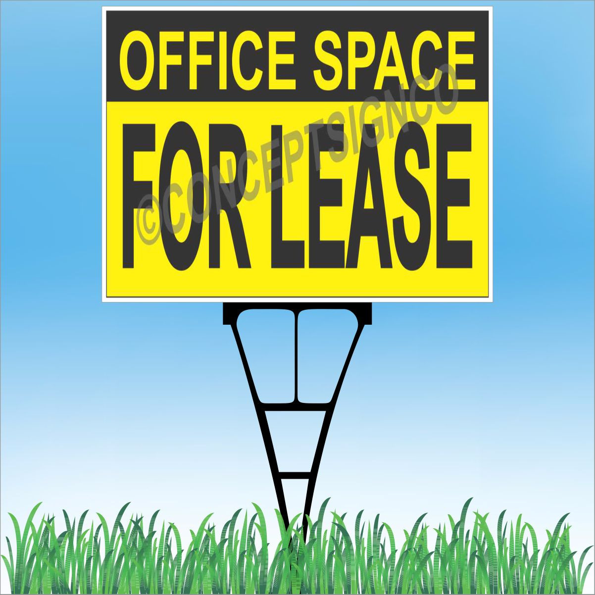 18″x24″ OFFICE SPACE FOR LEASE Outdoor Yard Sign & Stake Lawn Real Estate Work