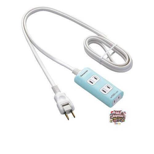 NEW Panasonic The Tap Q 3-outlet power strip with snap caps and 3m cord Green