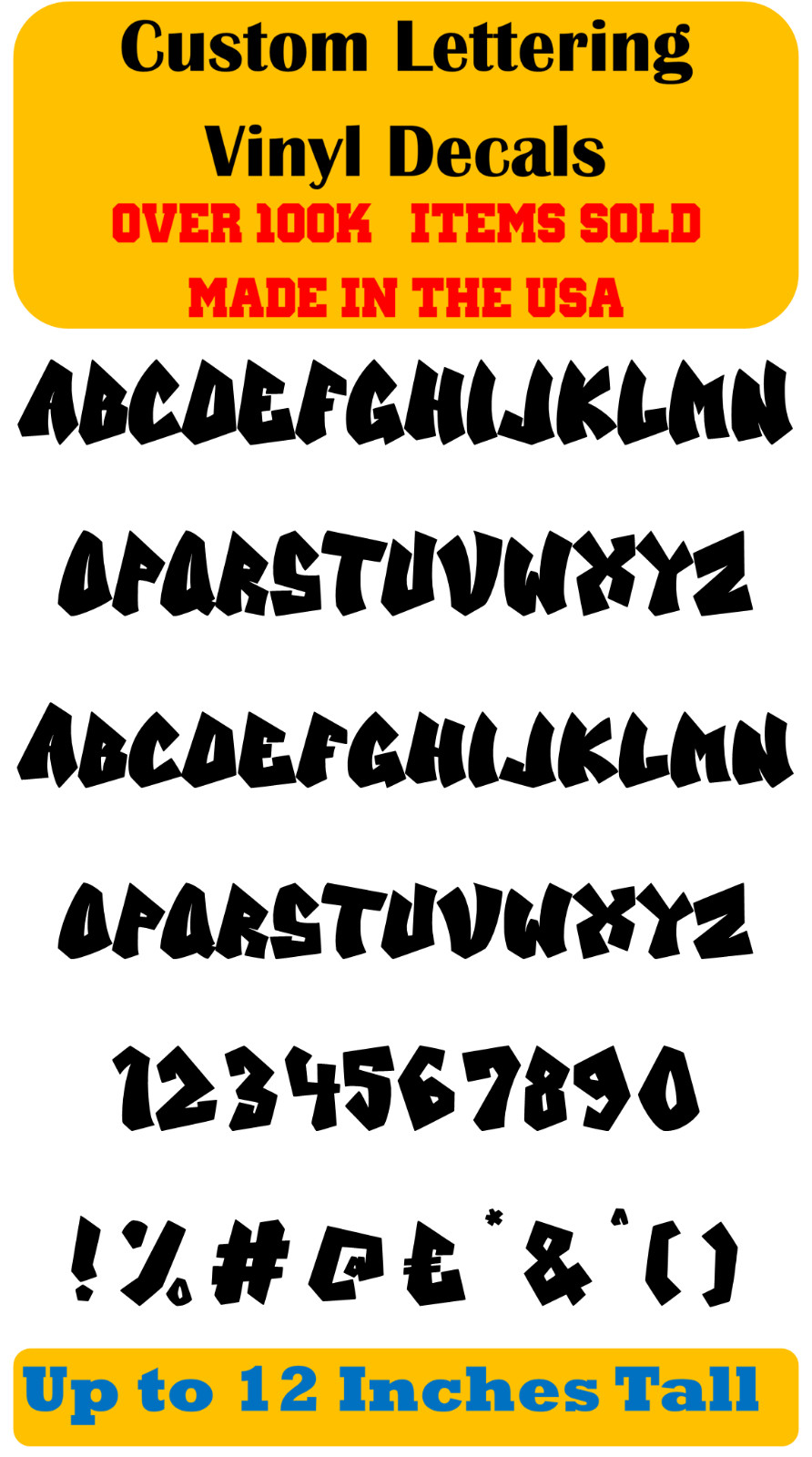 Custom Personalized Decal Vinyl Lettering Text Business Sign Graffiti Font vH