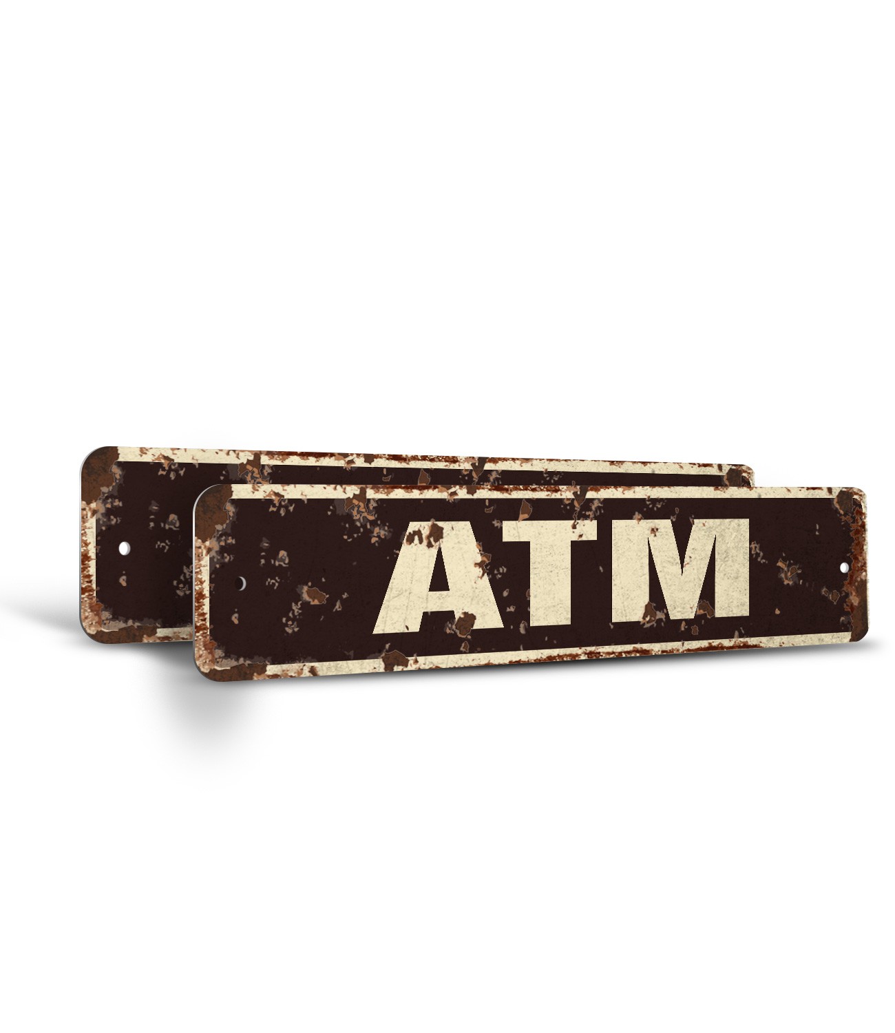 ATM Vintage Style Street Sign Plastic Metal bank feature money cash deposit