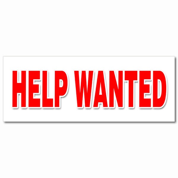 HELP WANTED DECAL sticker now hiring interview application job position