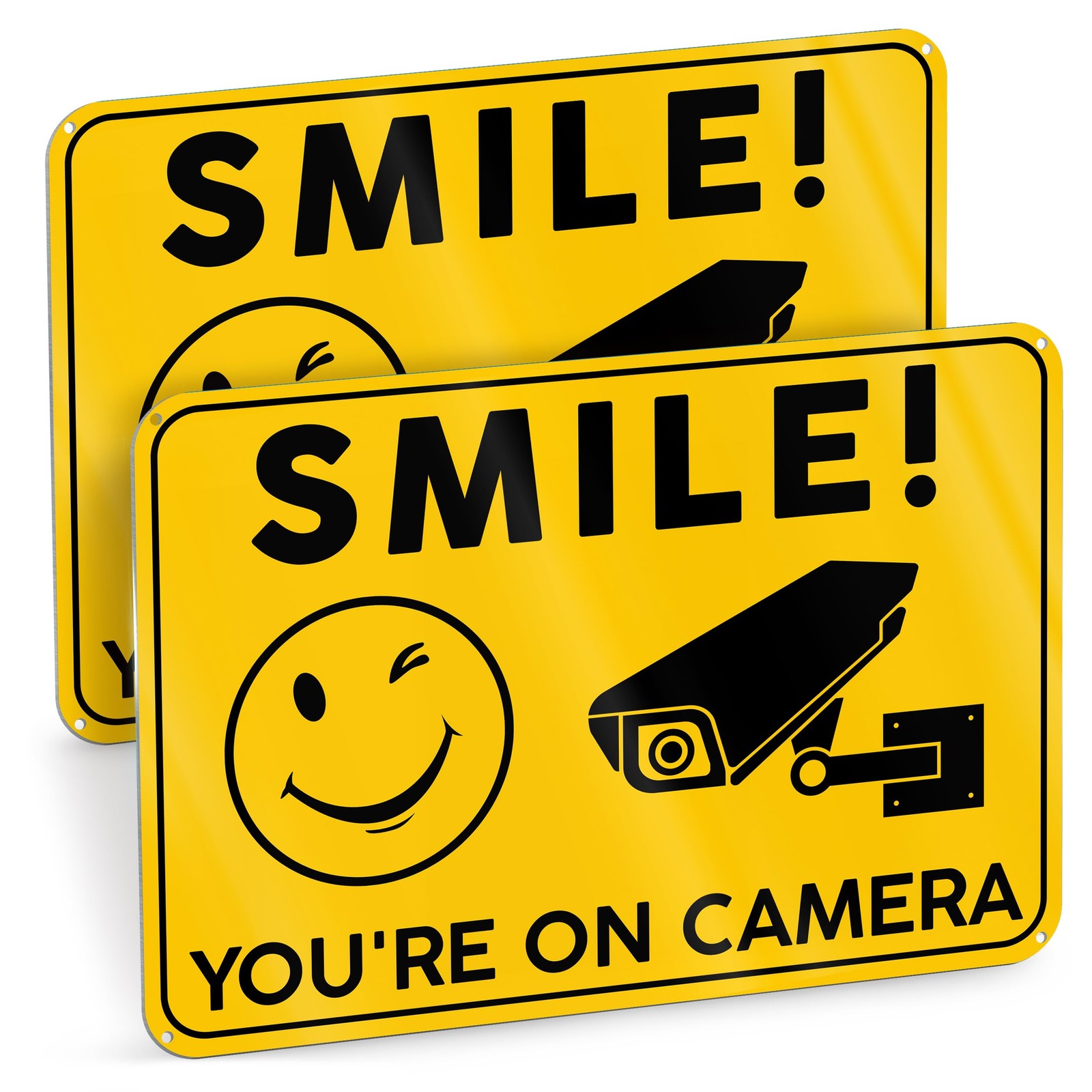 2 Pack 10″x7″ Smile You Are On Camera Signs Rust Free Aluminum for Home Business