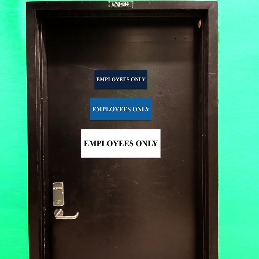 1 Pack Basic Employees Only Sign, Small, Black, Gold, Wall, Door, Staff Sign