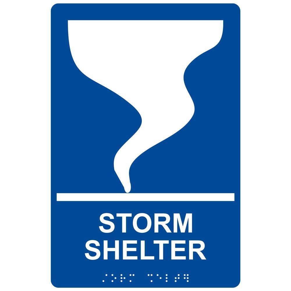 Storm Shelter Sign, ADA-Compliant Braille and Raised Letters, 9×6 inch White …