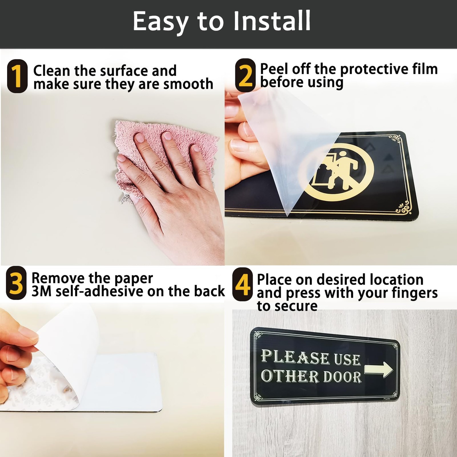 11×5 Inch Please Use Other Door Acrylic Sign Left & Right Arrow Adhesive Tape