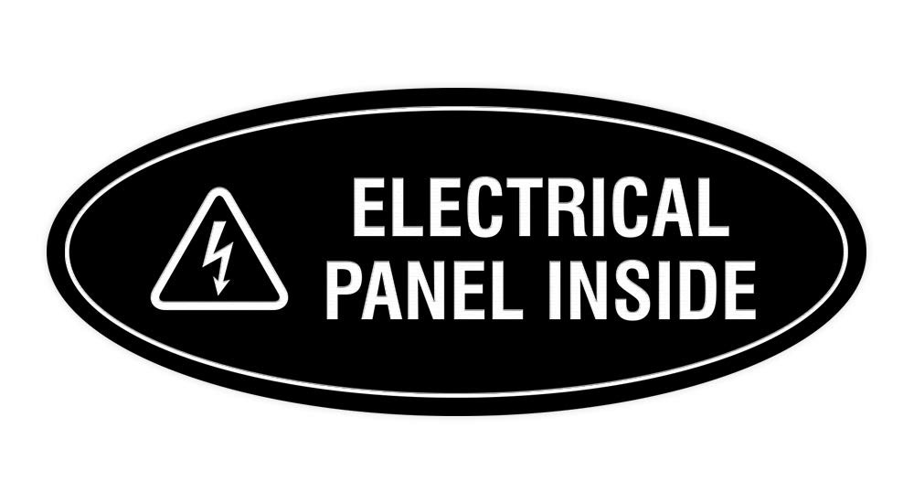 2 PCS Small Black Oval Electrical Panel Inside Warning Sign Business Office