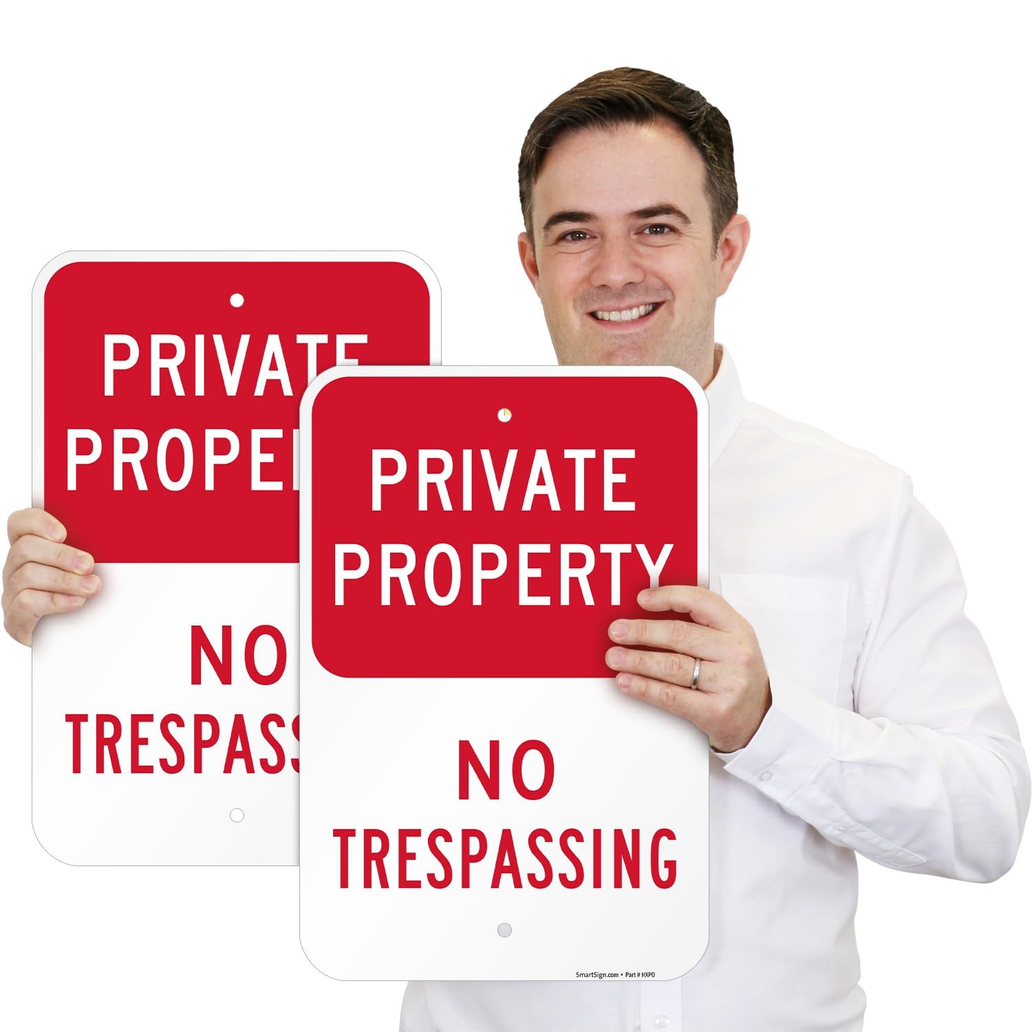 No Trespassing Sign Private Property 12×18 Red White 2 Pack Aluminum Composite