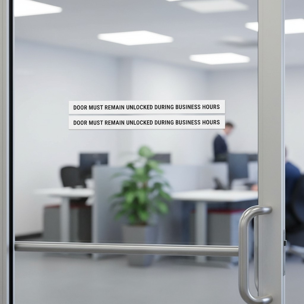 Weatherproof Door Decal – This Door Stays Unlocked During Business Hours (2pcs)