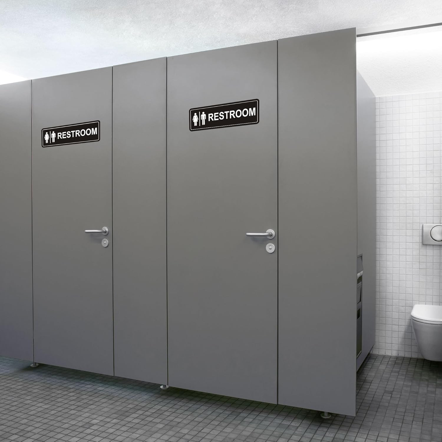 Restroom Sign – (2 Pack ) Metal Restroom Signs for Business with Strong Self-Adh