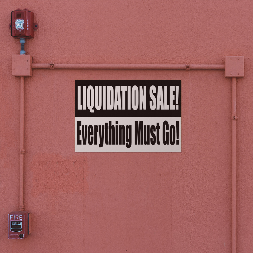 Decal Stickers Liquidation Sale! Everything Must Go Red White Store Sign Label