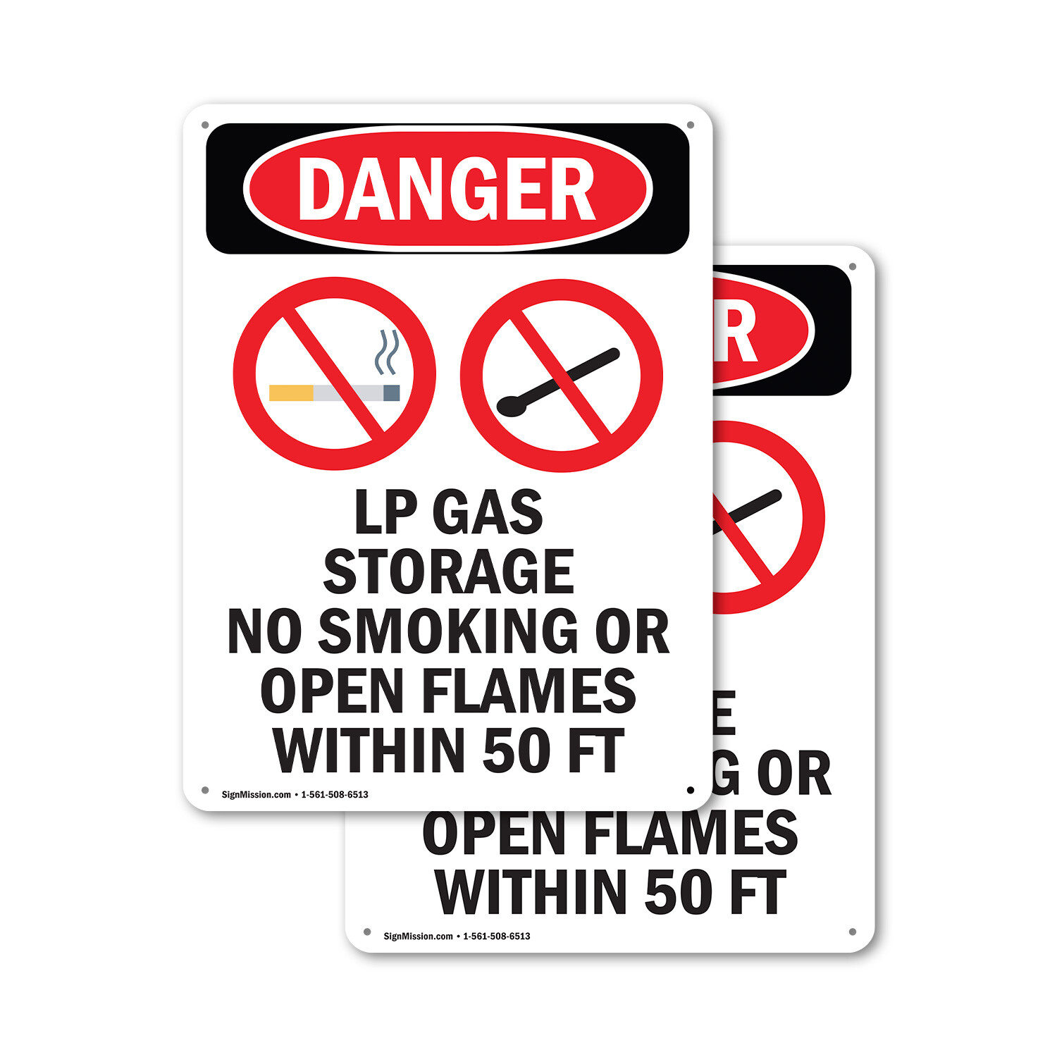 (2 Pack) LP Gas Storage No Smoking OSHA Danger Sign Decal Metal Plastic