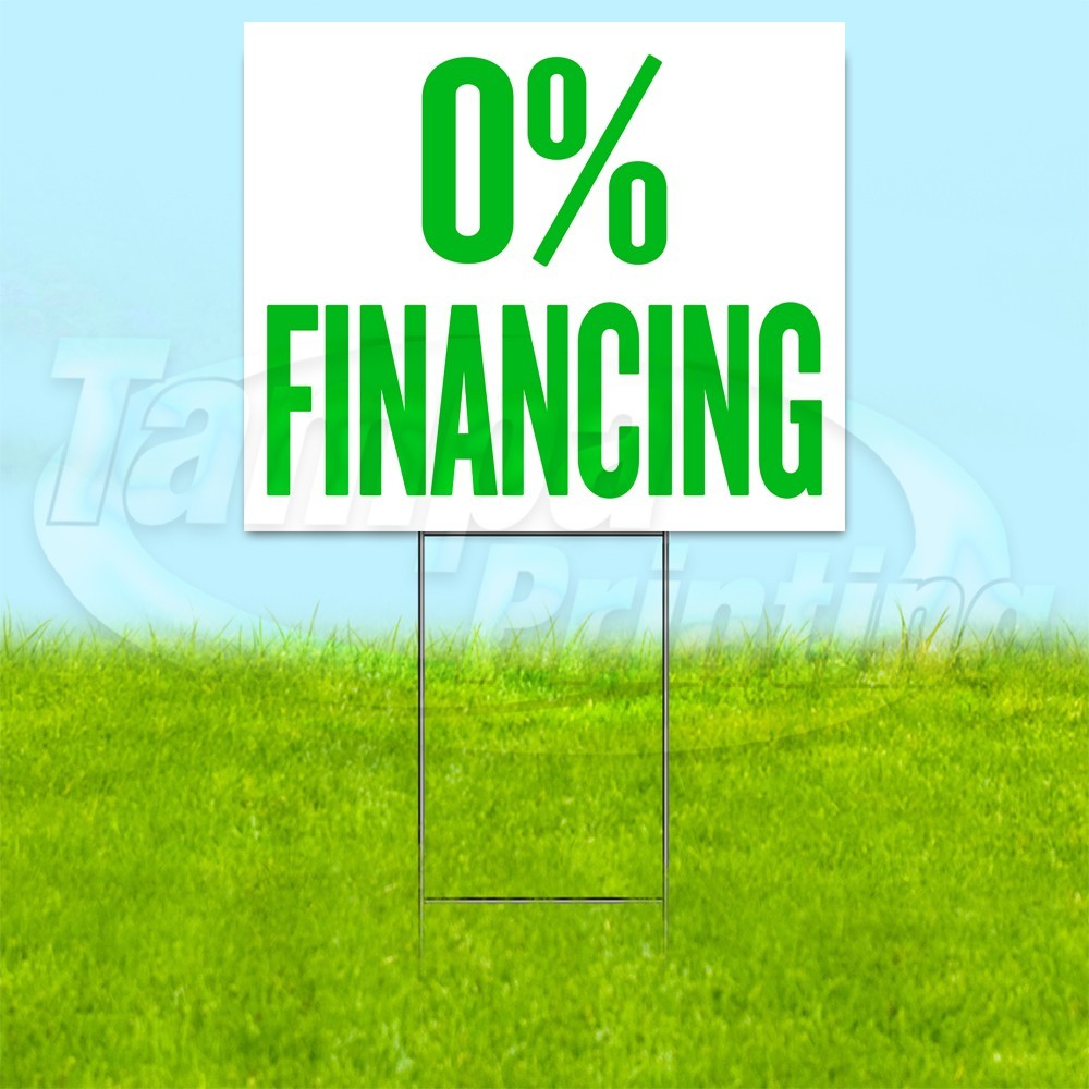 0% FINANCING 18×24 Yard Sign Plastic Corrugated WITH STAKE USA YS00285