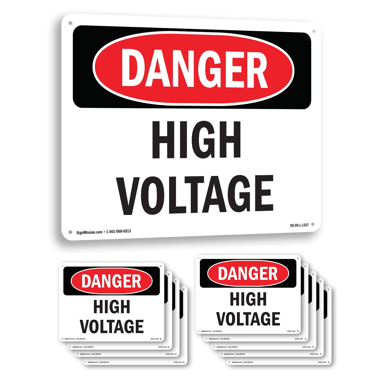 High Voltage OSHA Danger Sign Metal, Plastic, Or Decal – 5 or 10 Pack