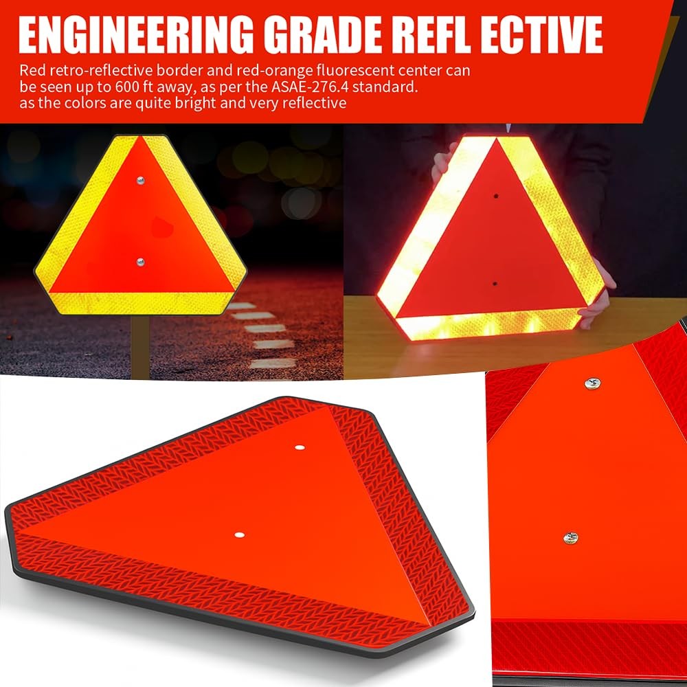 Warning Vehicle Alert Sign Reflective Triangle Car Slow Moving Safety Golf Cart