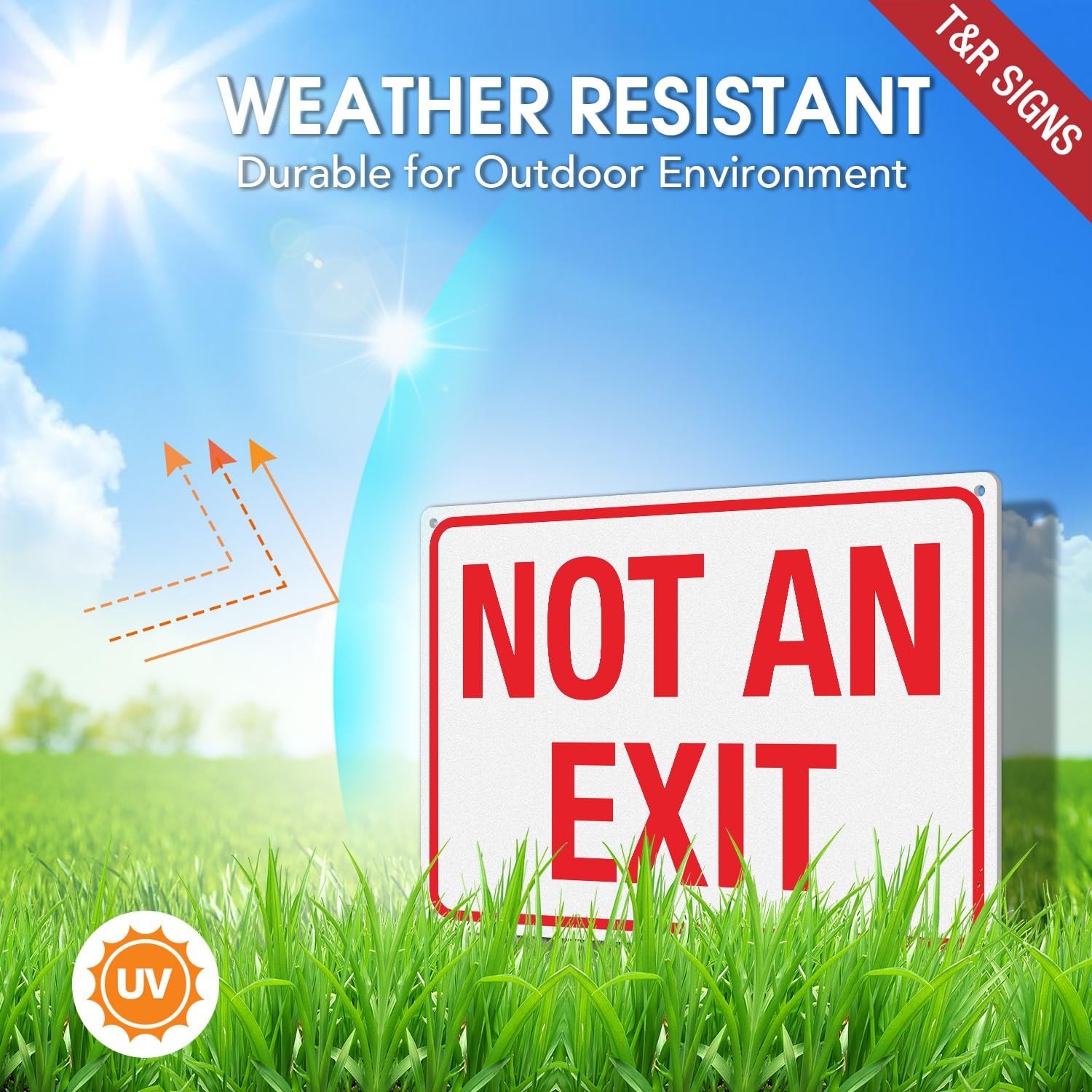 T&R Large Not An Exit Sign – 2 Pack – 14 x 10 Inches Rust Free .040 Aluminum …