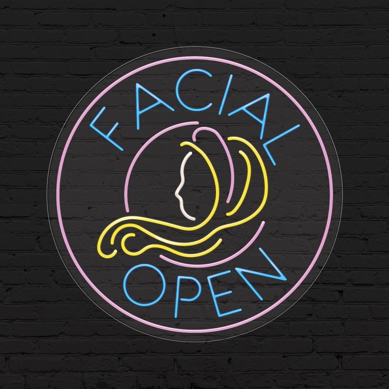 Facial Open Sign for Business Displays | LED Flex Neon | 26″W x 26″H x 1″D