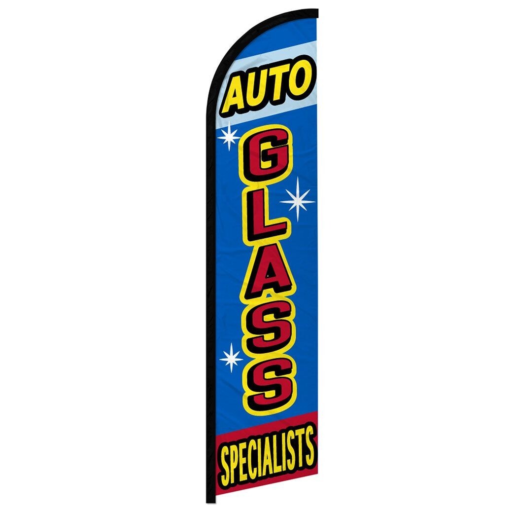 Auto Glass Specialists Windless Full Sleeve Advertising WindowRepair Banner Flag