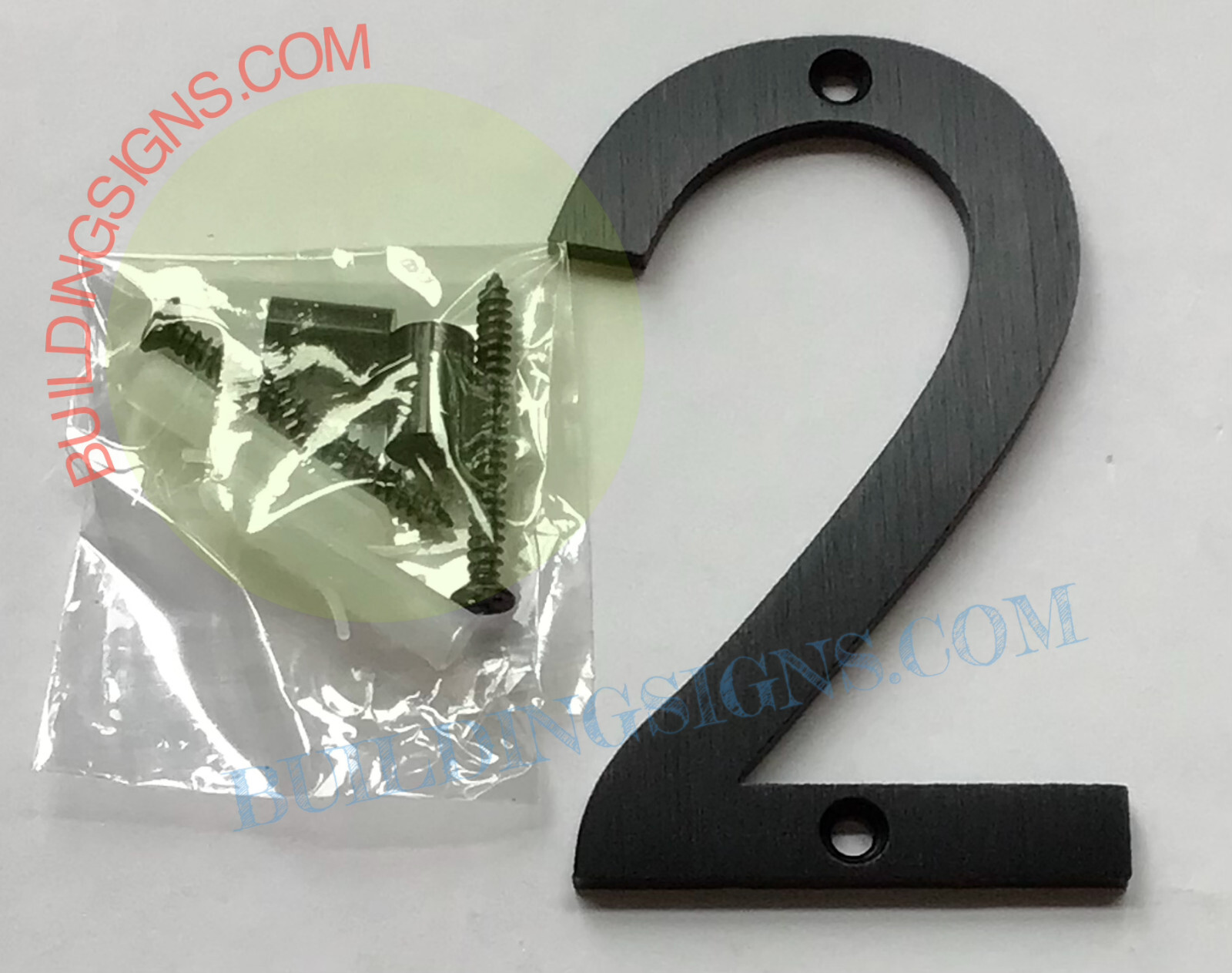 House number 2 sign (Black Aluminum, 3 inch)-Floating Mount House -REF24-1027