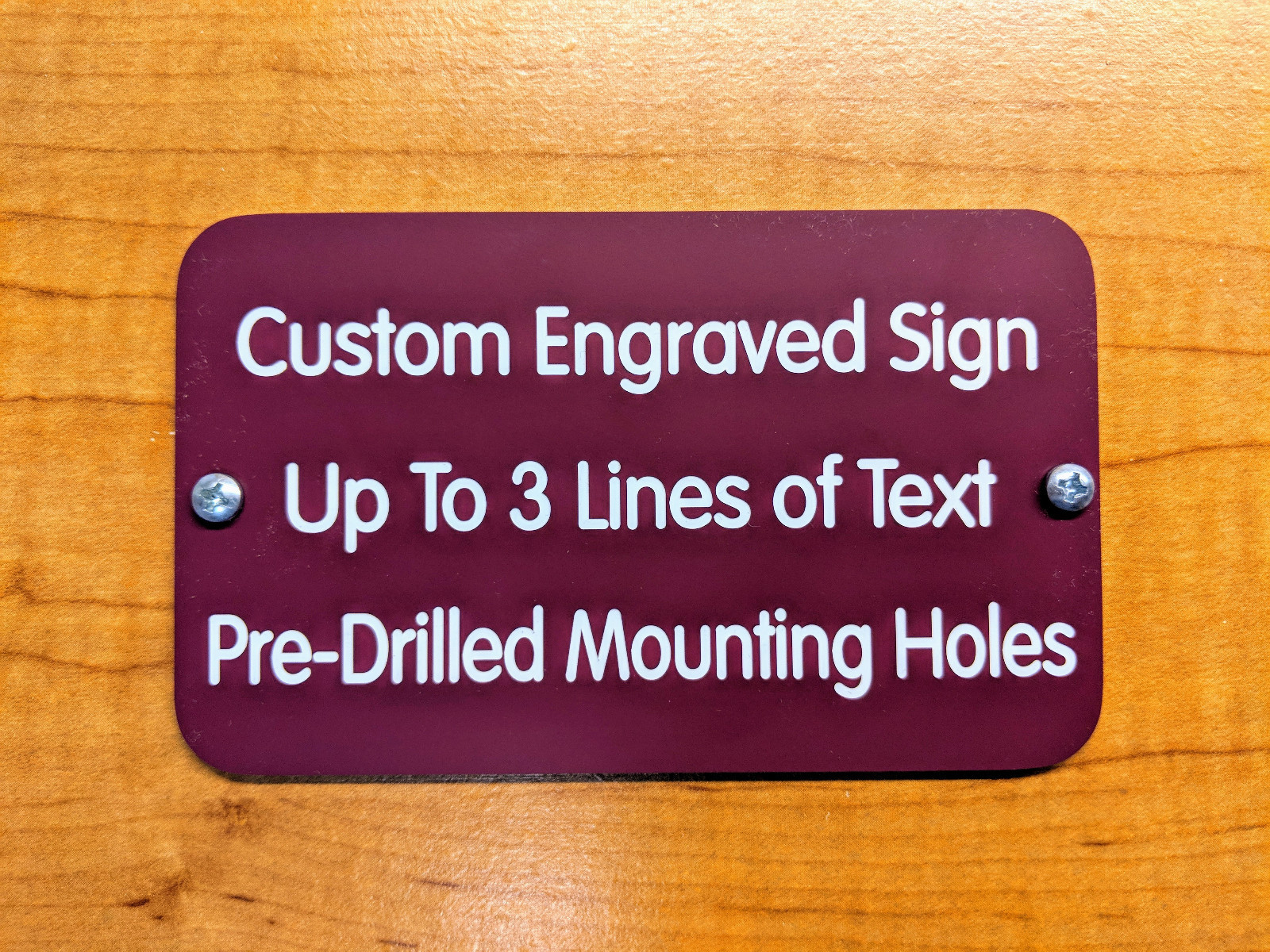 Custom Engraved 3×5 Burgundy Weatherproof Sign | Barn Shed Deck Fence Bench Post