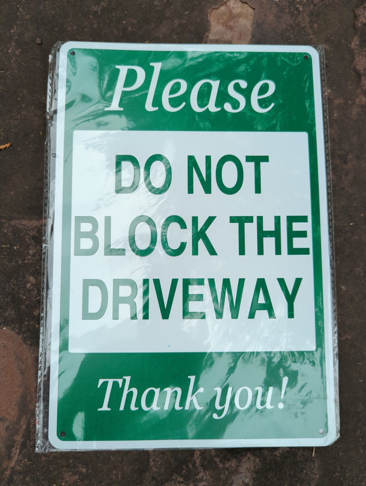 New Metal “Please Do Not Block Driveway” Warning SIGN No Parking Green/White 007