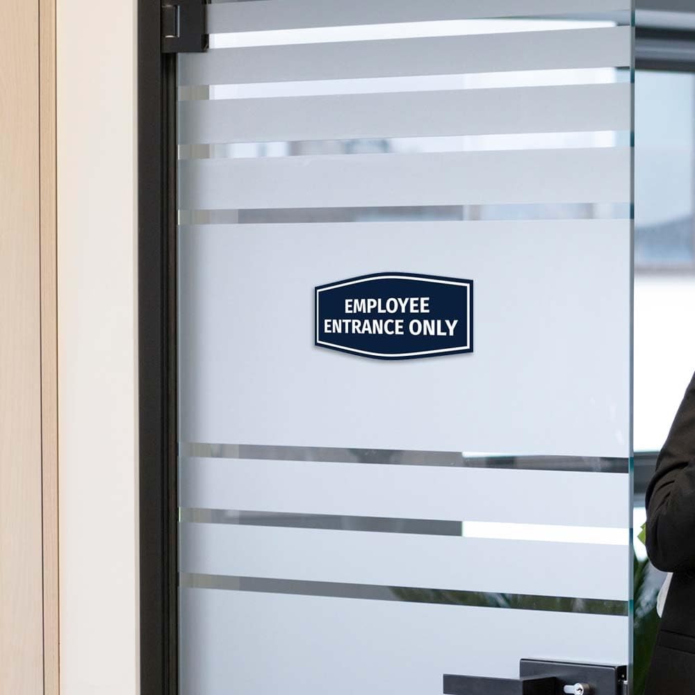Large Fancy Employee Entrance Only Sign With Adhesive Tape Black Door Plaque