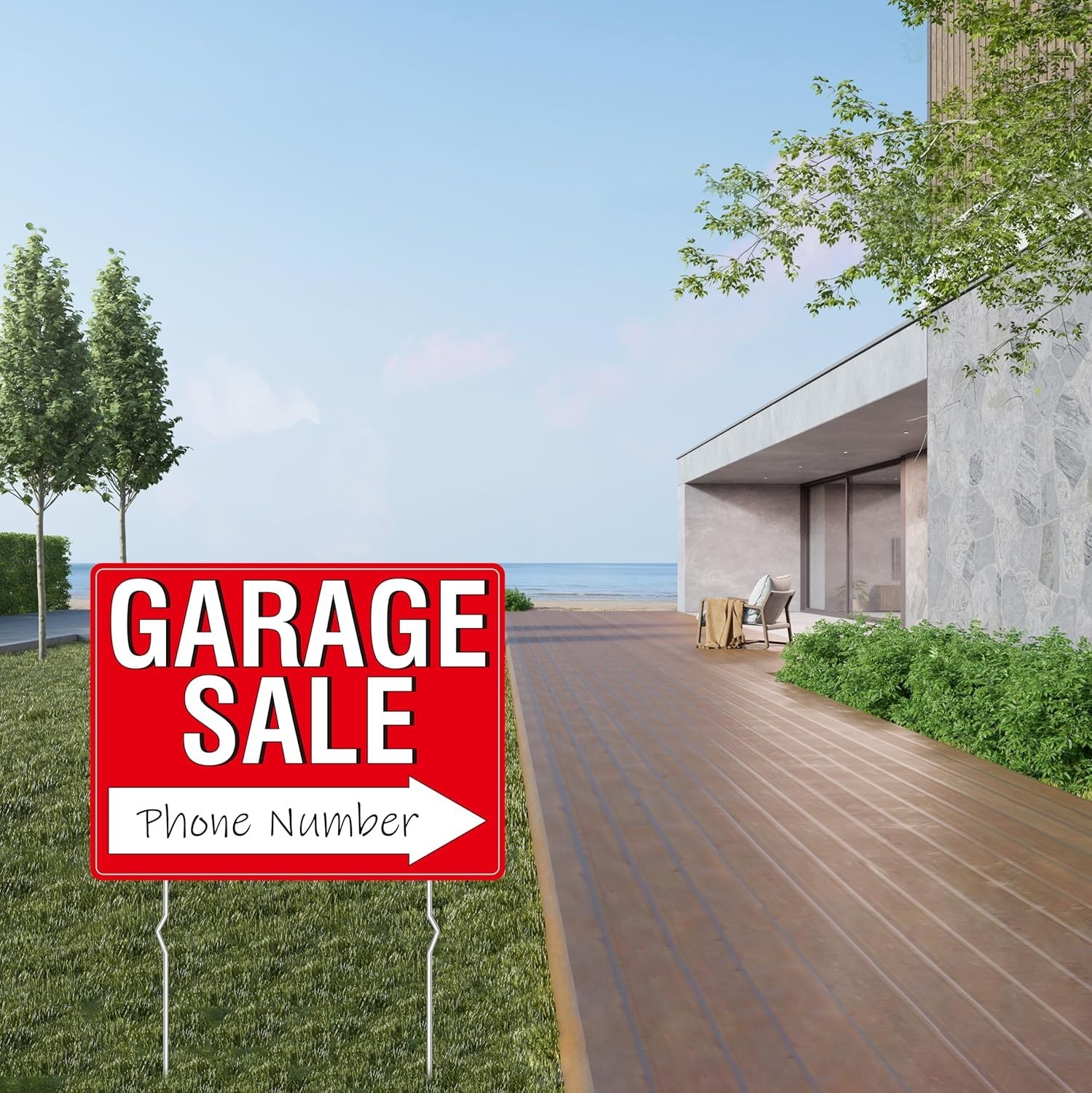 Bright Neon Garage Sale Signs – Weatherproof, Easy Setup – Value Pack of 3
