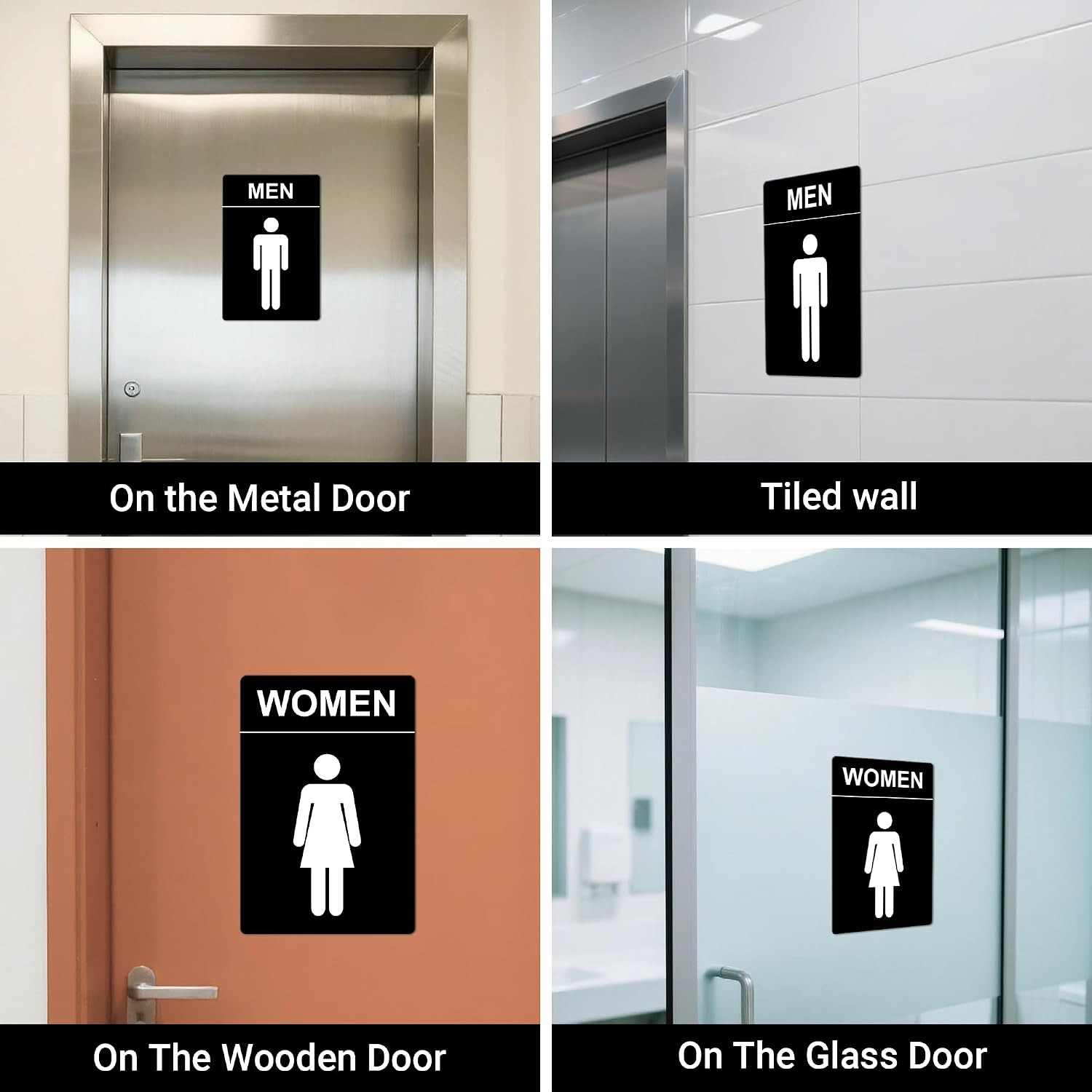 Restroom Sign – (2 Pack) 9″X6″ Women and Men for Business with Strong Self-Ad…