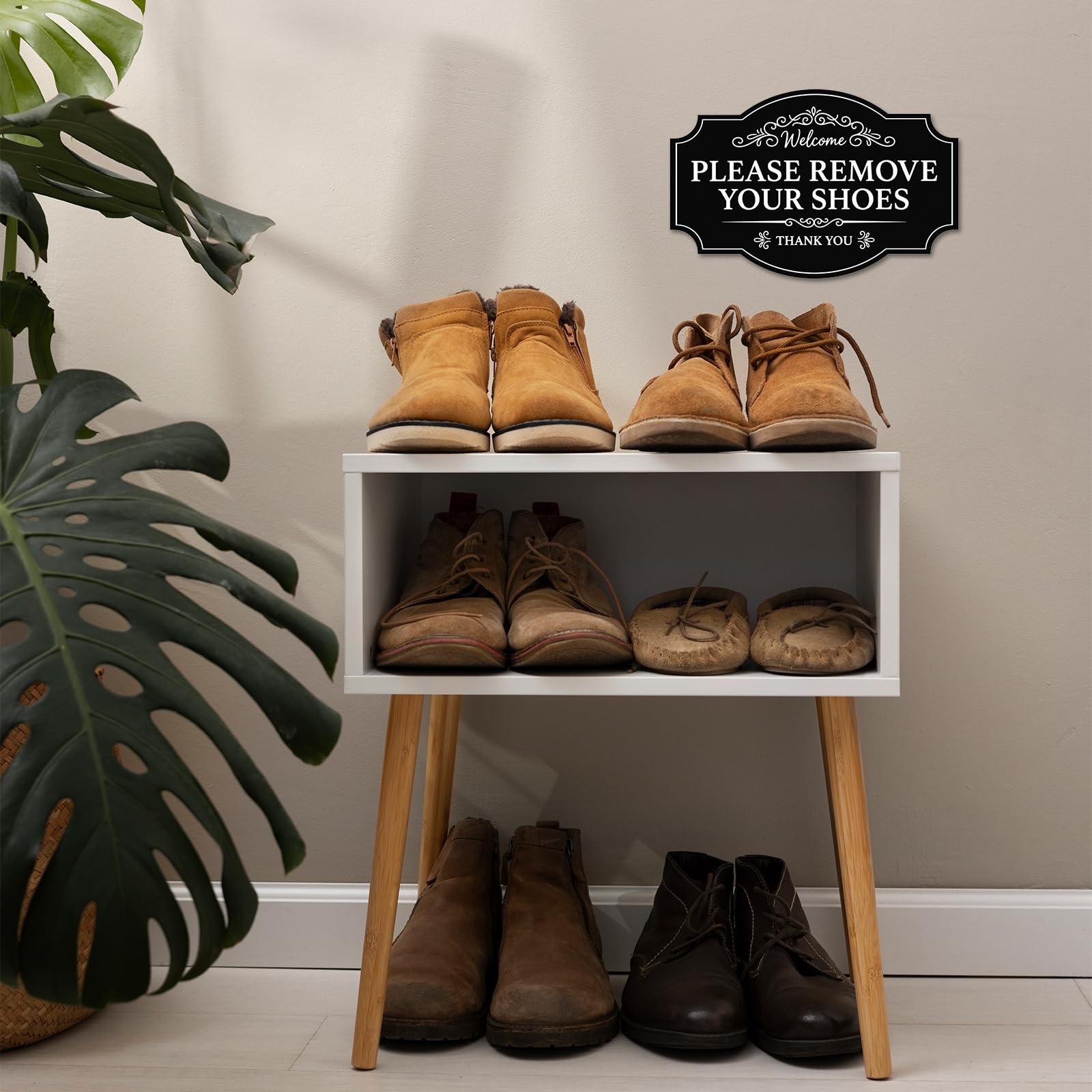 2PCS Take Your Shoes Off Sign Self-Adhesive Sticker