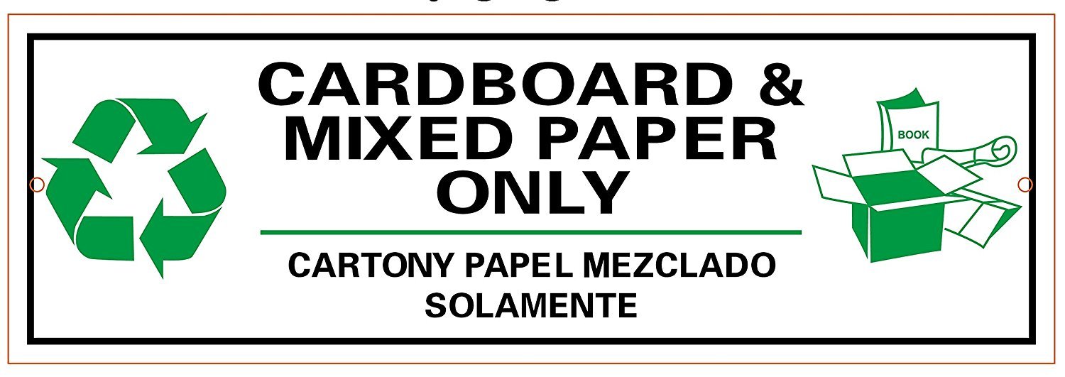 Cardboard and Mixed Paper Only SIGN ( Aluminum,4 x 12)-REF24-1027