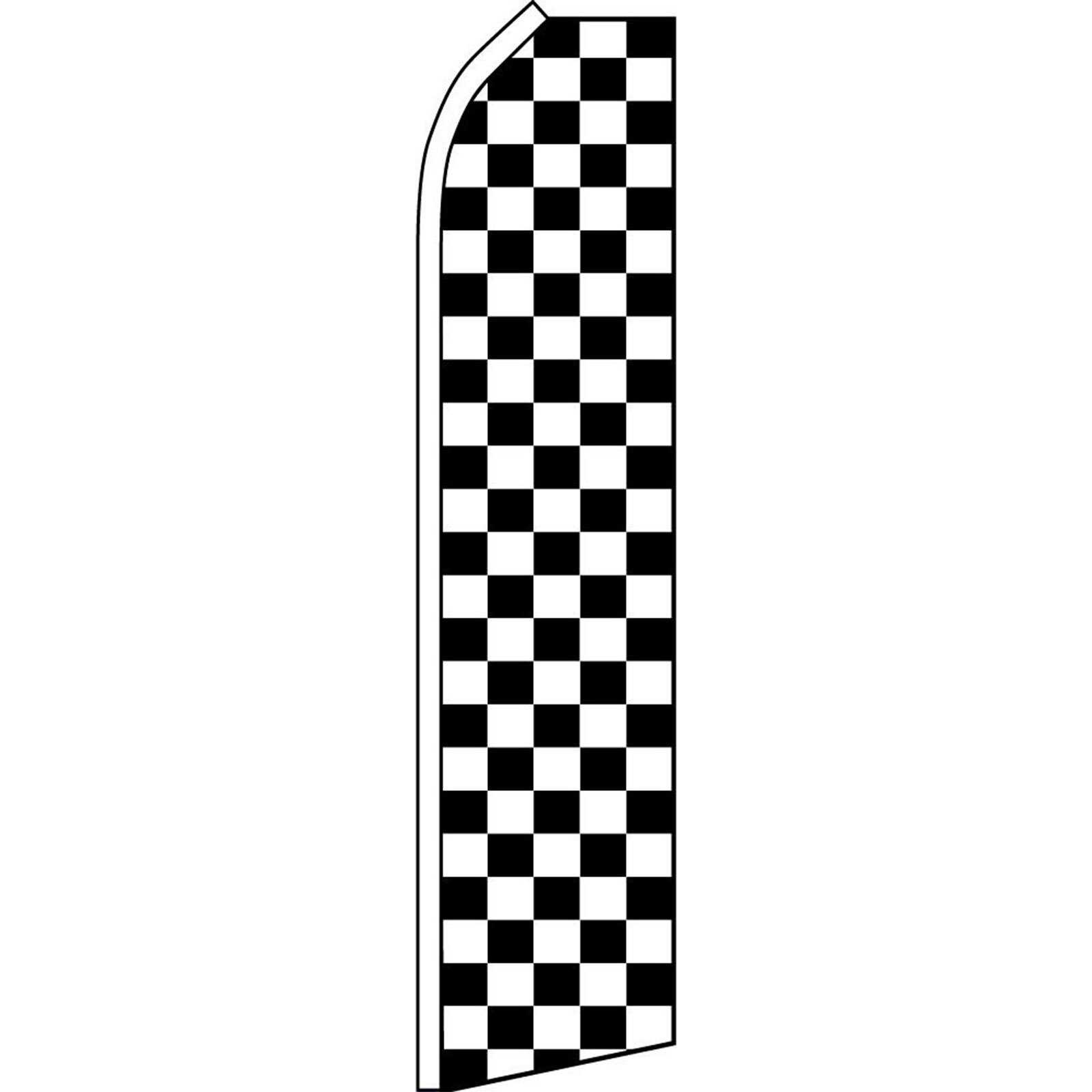 Black and White Checkered 2 1/2 ft X 11 1/2 ft Swooper Flag (Flag Only)