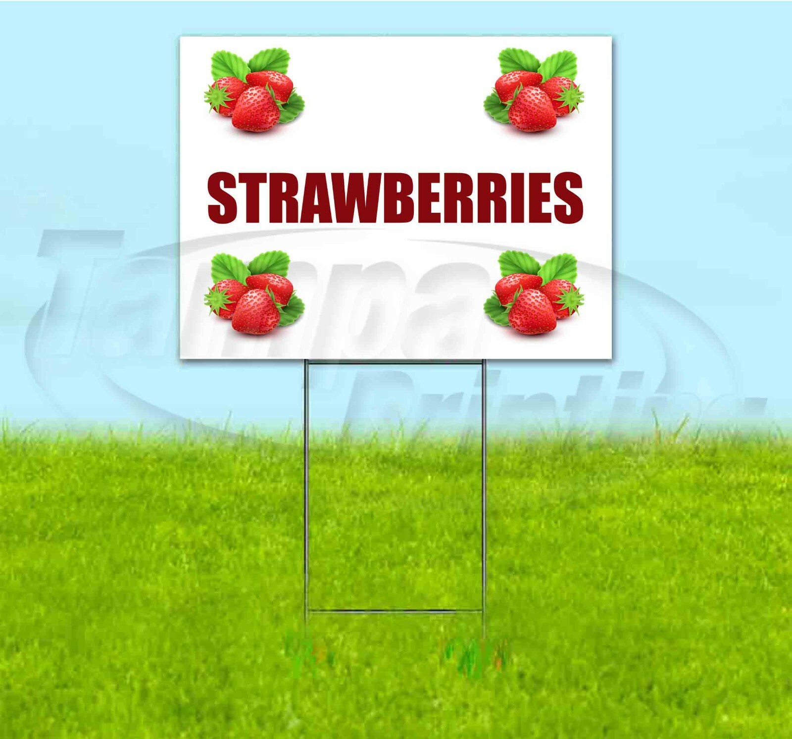STRAWBERRIES 18×24 Yard Sign WITH STAKE Corrugated Bandit USA BUSINESS PRODUCE