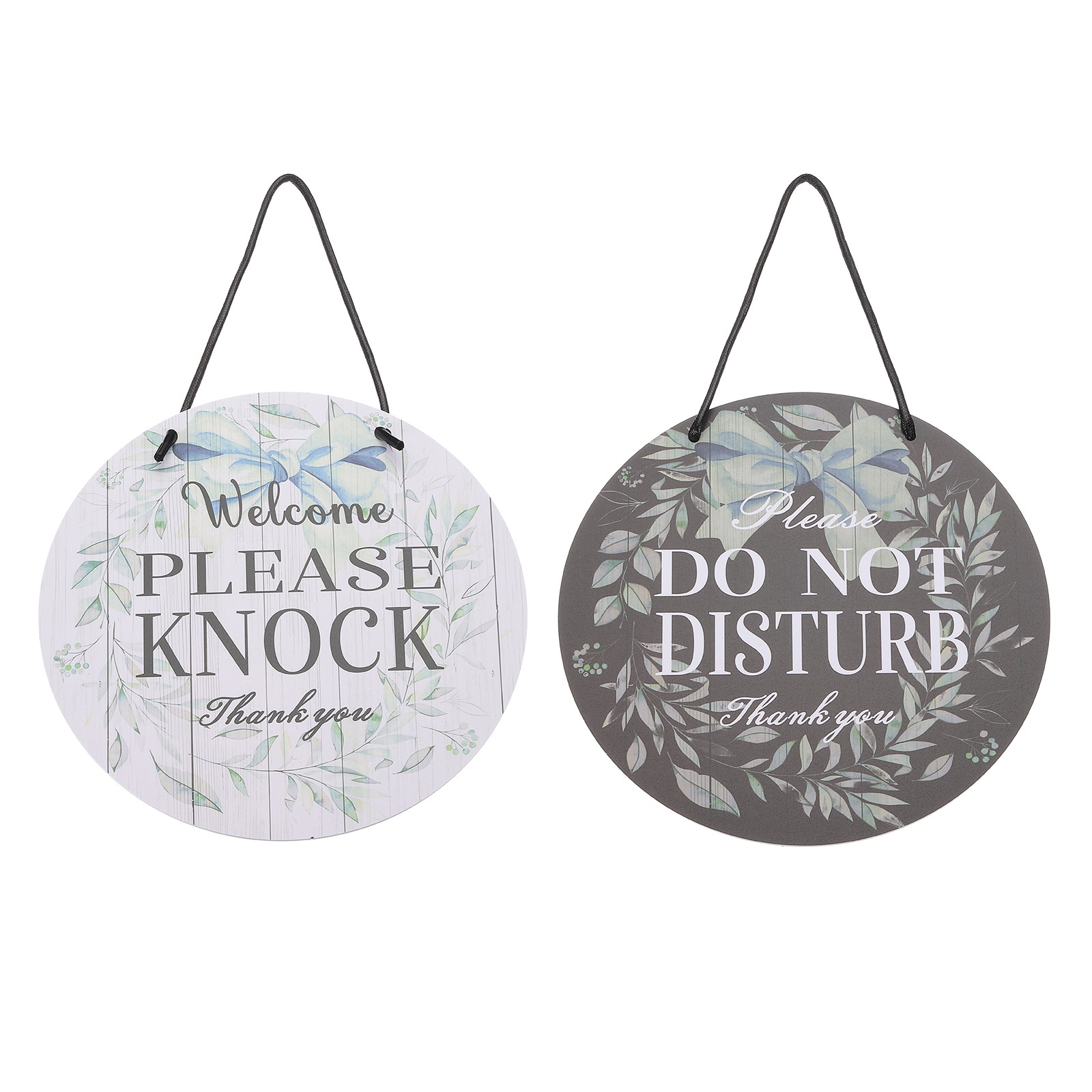 Please Knock Door Sign Please Do Not Disturb Door Hanger Sign, Black White, 9″