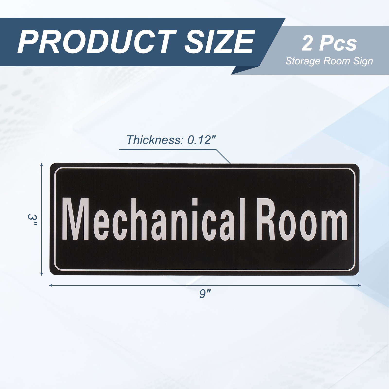 9″x3″ Mechanical Room, 2Pcs Room Door Sign Self-Adhesive, Black with White Text