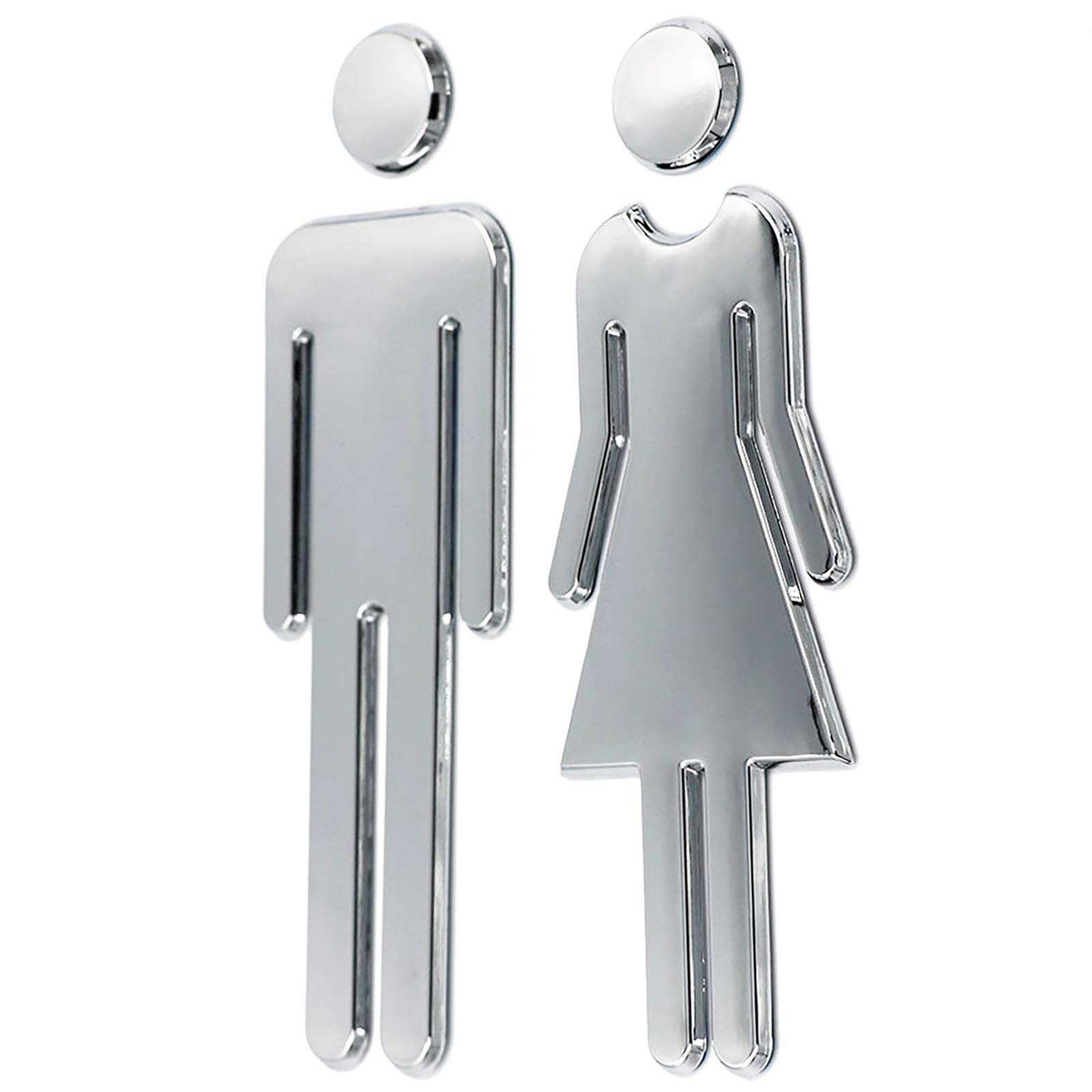 Acrylic Adhesive Backed Bathroom Sign 7.8″ Silver Men Women
