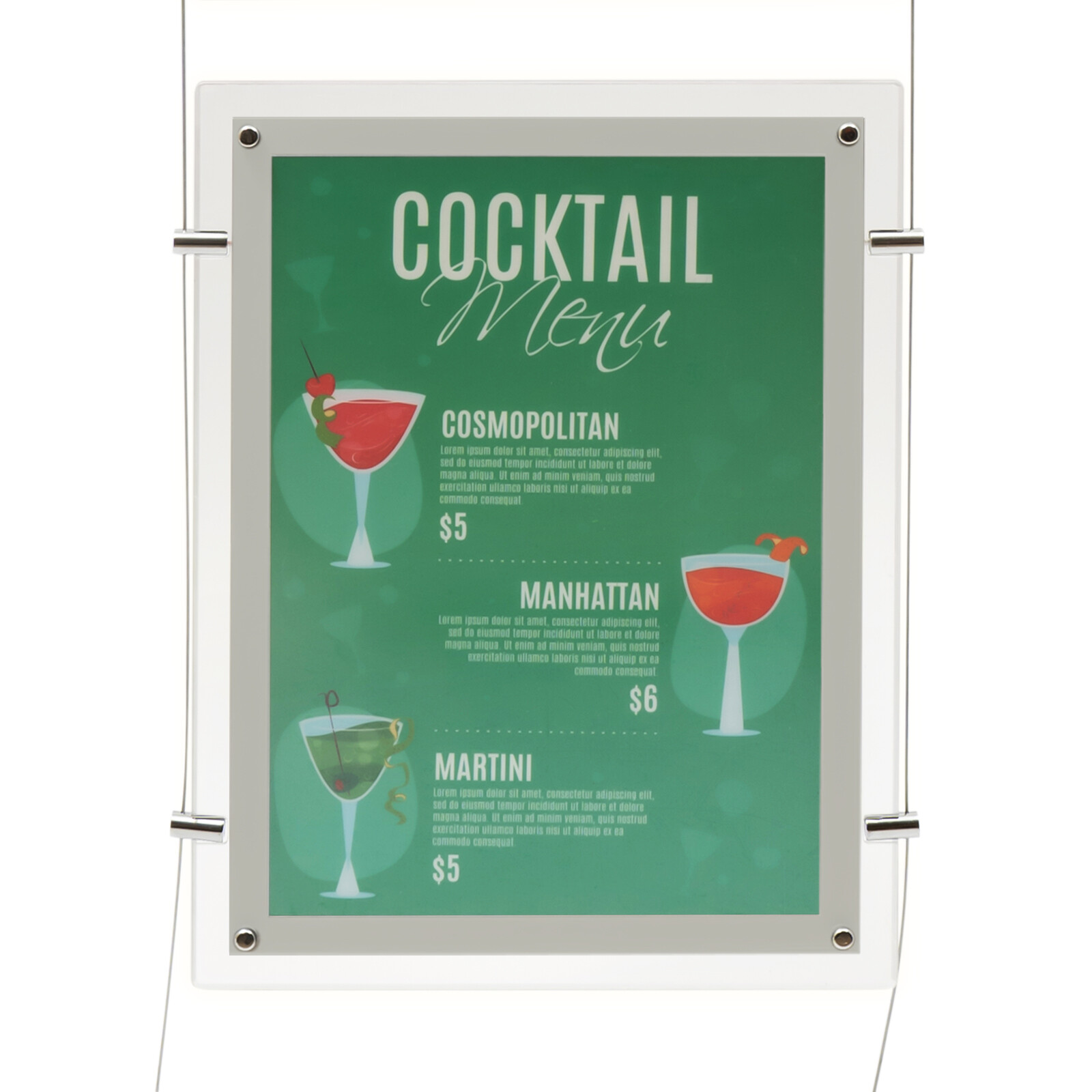 3PCs Led Backlit Picture Frame Display Sign Holder A3 Real Estate Window Hanging