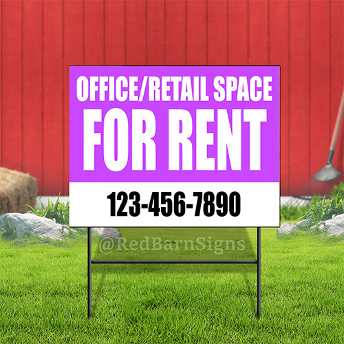 Office/Retail Space for Rent Indoor Outdoor Coroplast Yard Sign
