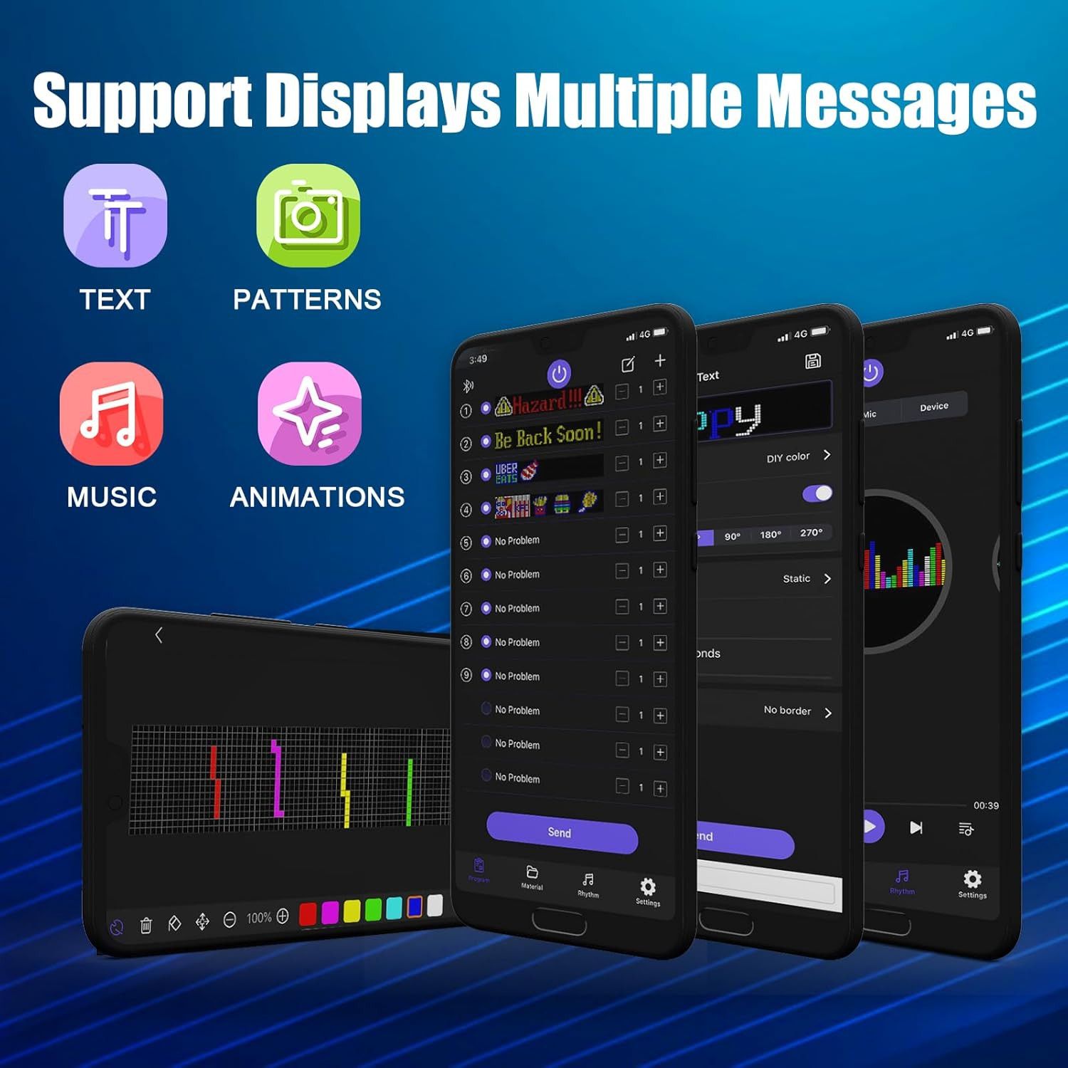 Programmable LED Signs,Flexible Scrolling LED Display,Bluetooth APP Control,Edit
