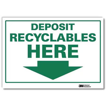 Lyle U1-1066-Rd_14X10 Deposit Recyclables Here, 10 In X 14 In, Horizontal